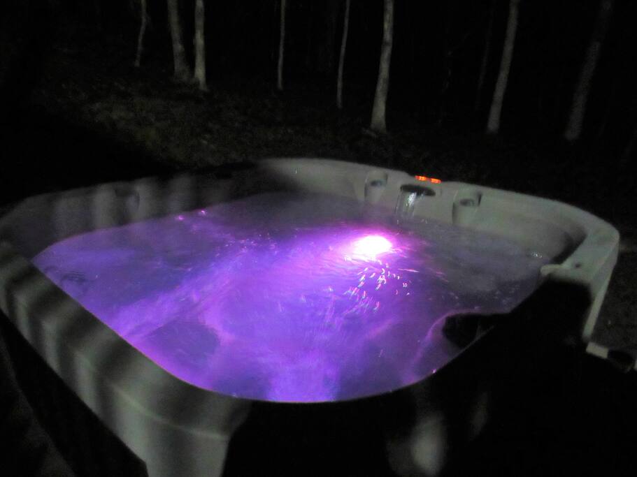 Night view of the hot tub