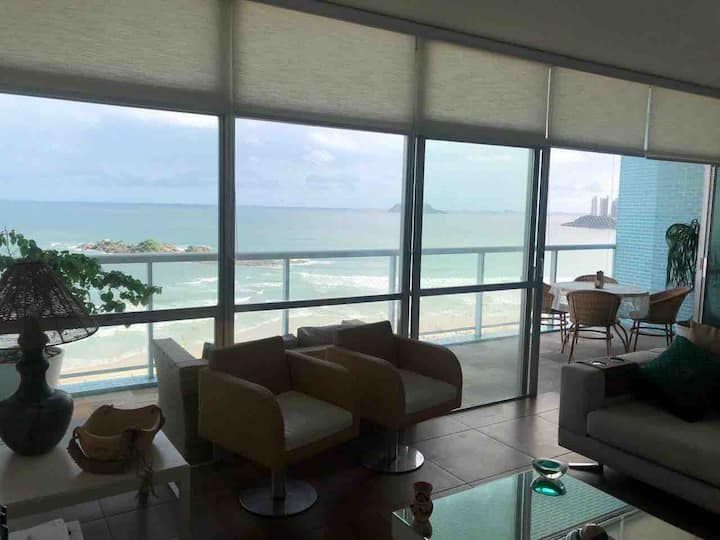 High Standard Apartment With Full Front To The Sea - Santos