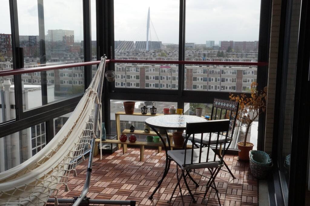 Because of the big glass windows you can sit outside with any type of weather