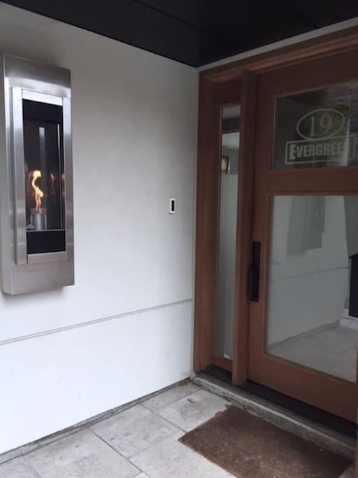 Front door with Gas Fireplace