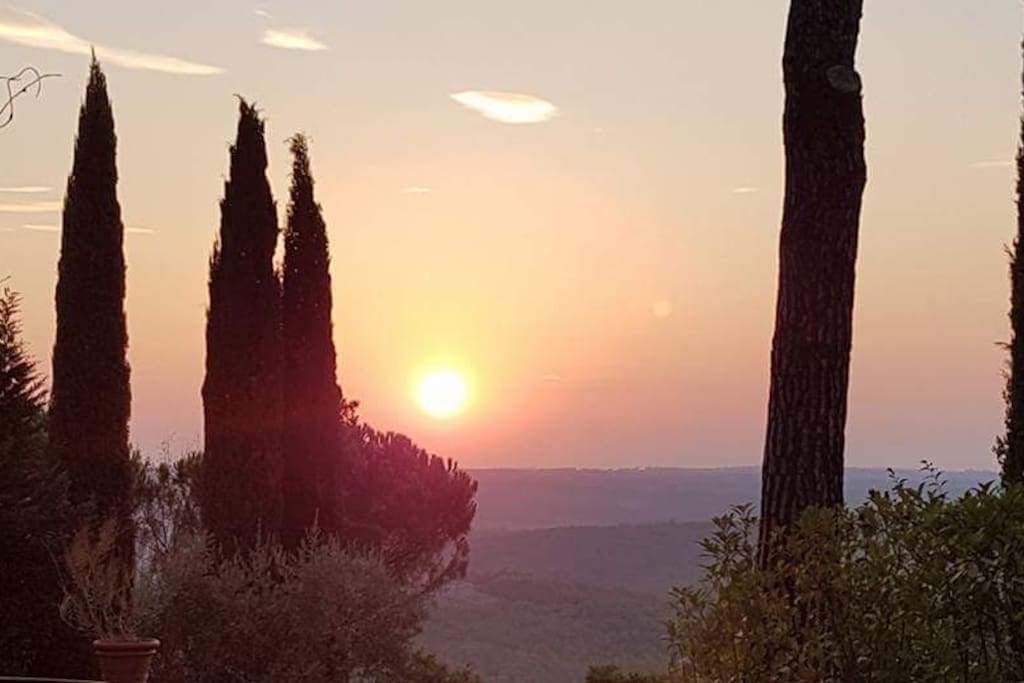 Sunset from the stone Villa and from the Barn