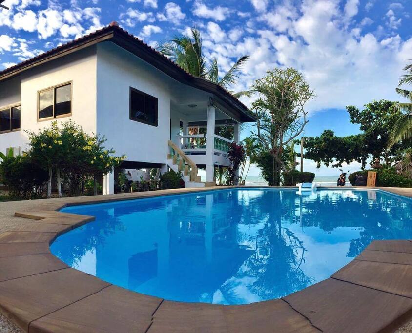 Swimming pool and house