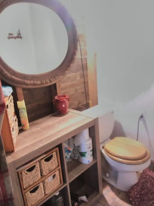 1/2 bathroom- NO SHOWER YET!