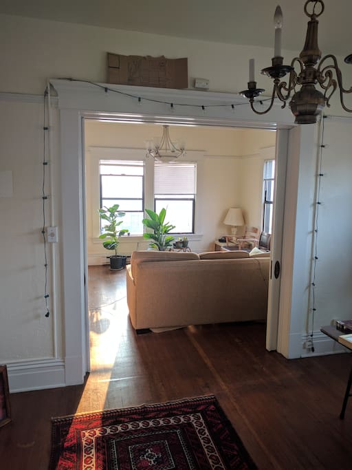 Living room with sliding doors