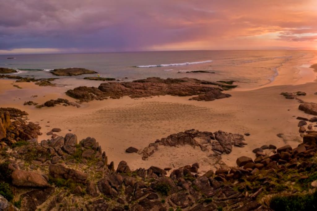 Birubi Point Headland looking south to Newcastle. Stockon beach