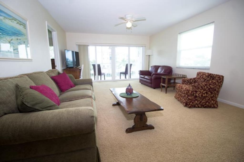 Living space with new 50" smart TV