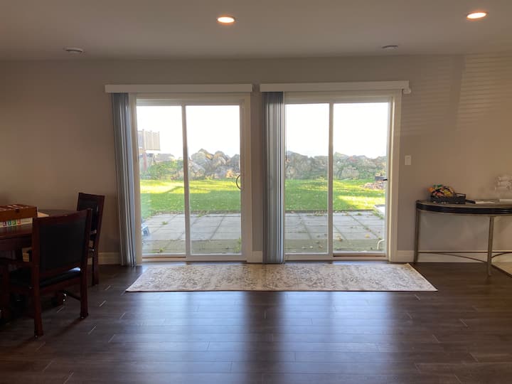 View from the living room.  Dining area for 8 on patio. 