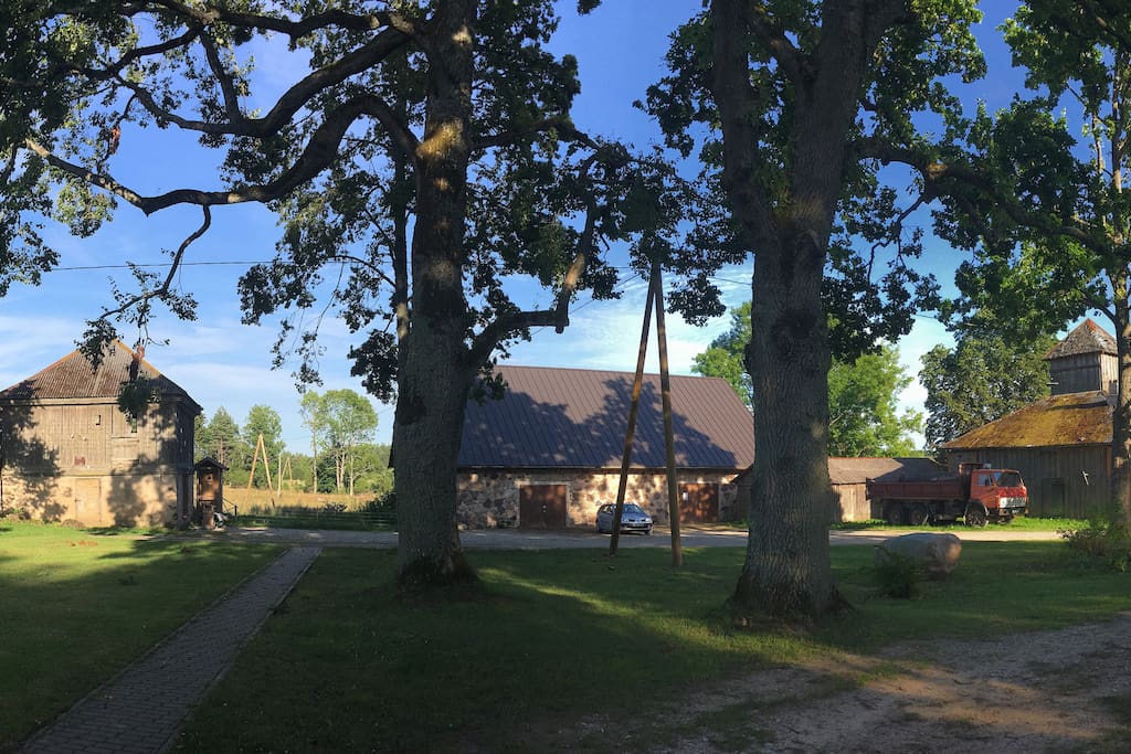 court-yard with sheep shed