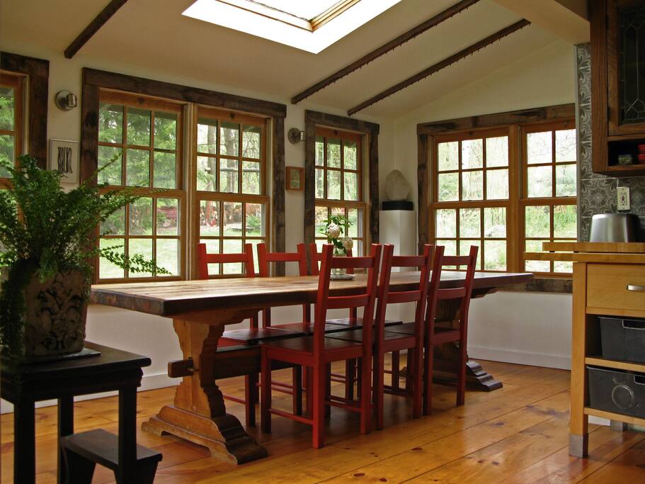The dining room is right off the kitchen and inspires opulence and intimacy