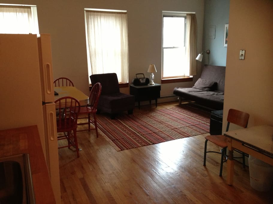 Three windows on east side bring in lots of sunlight.