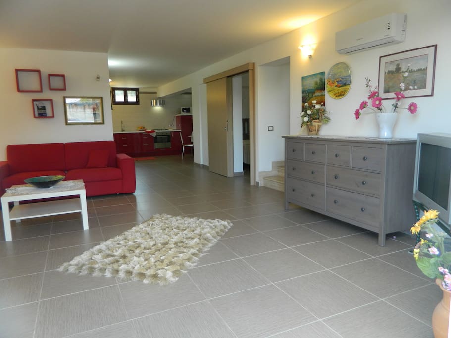 Soggiorno con divano letto