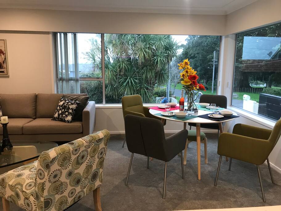 Living area with park view