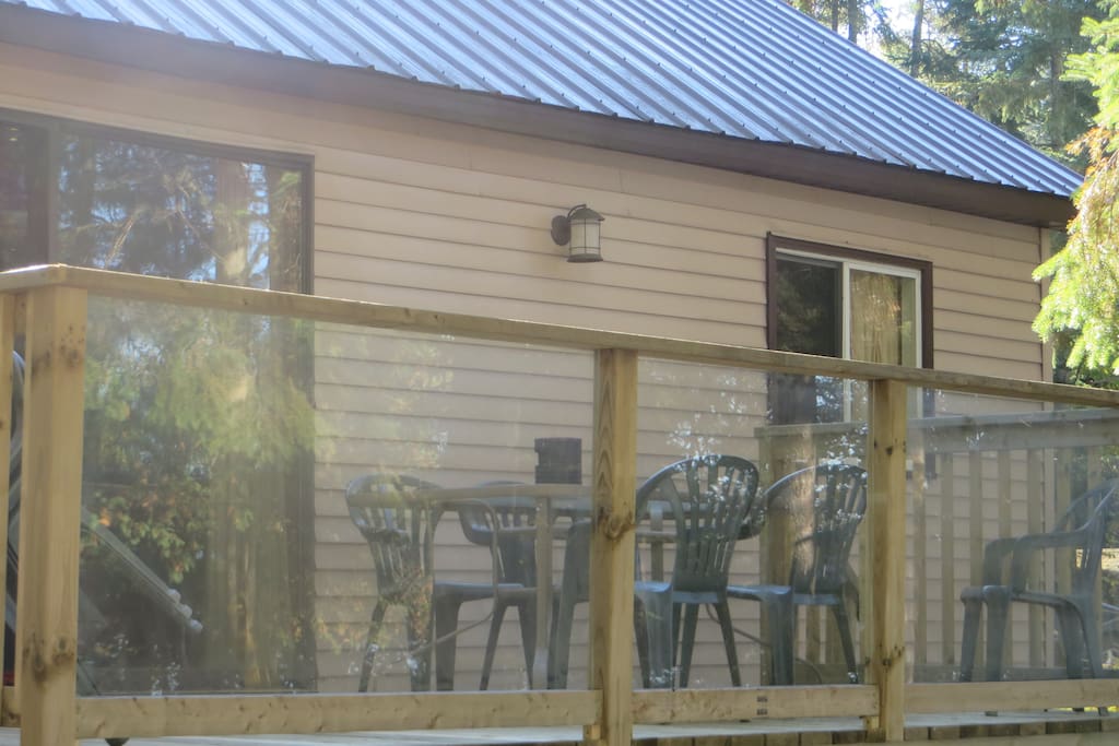 Great deck with propane barbecue and patio furniture