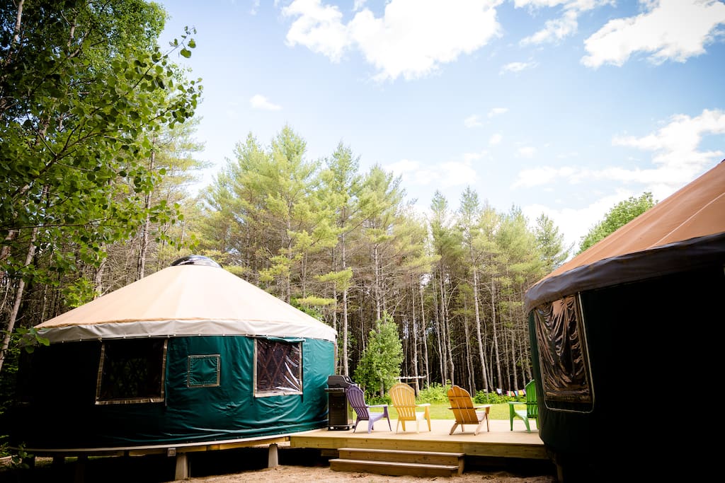 View from the back of the double yurt.
