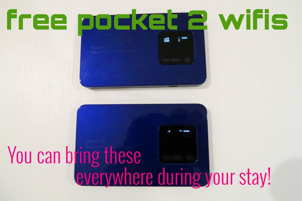 unlimited free portable wifi
★You can bring it out everywhere during your stay!!★
