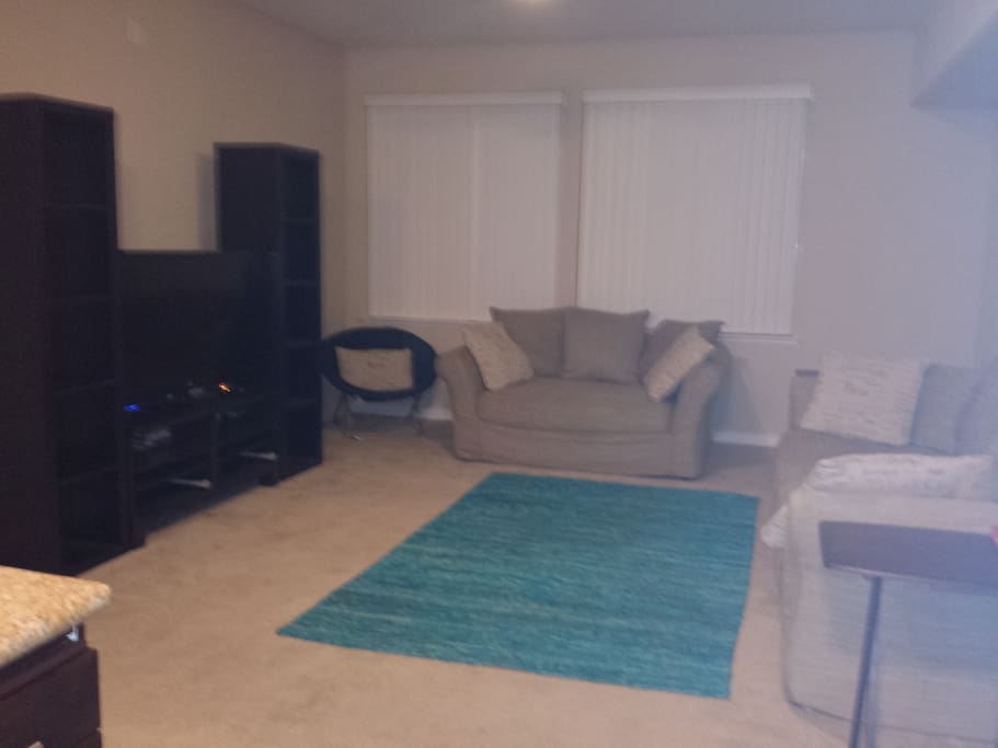 Entertainment center and oversized loveseat