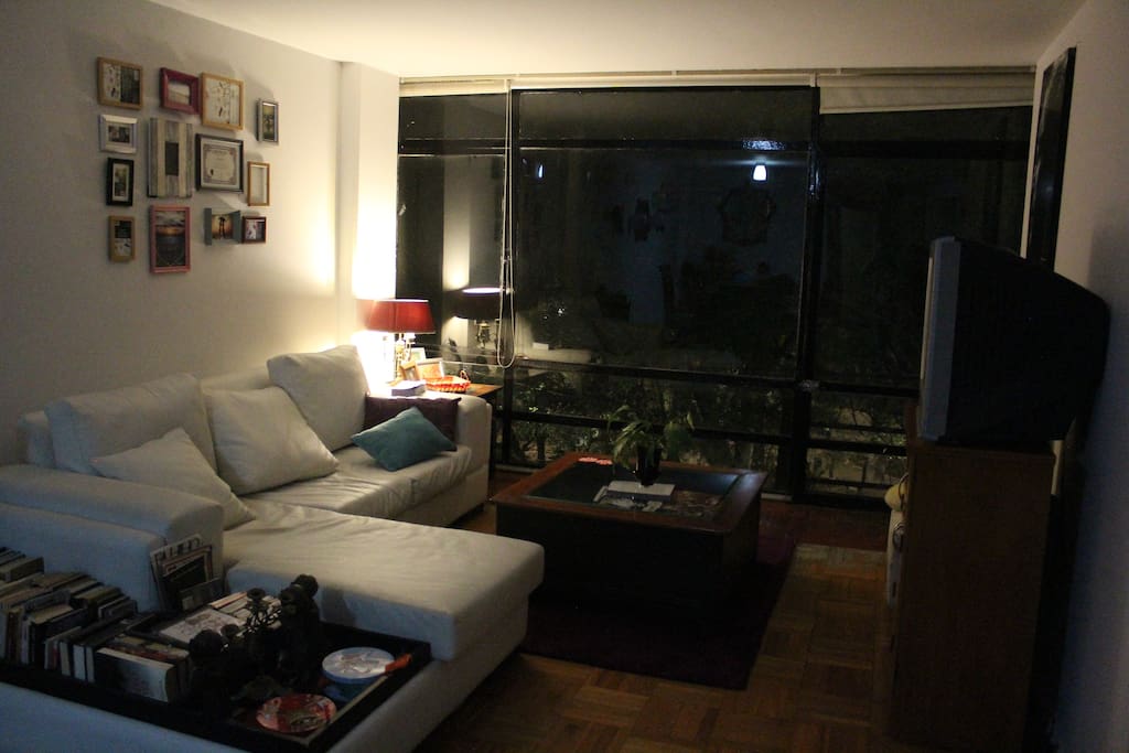 The living room by night.