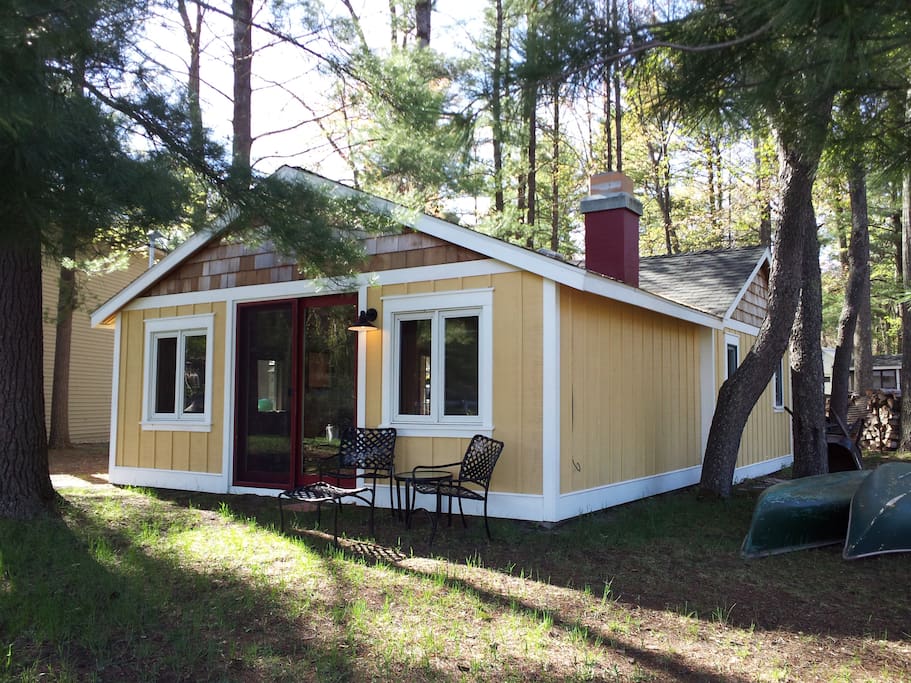 This is the front of the cottage. The living room looks out over the lake.