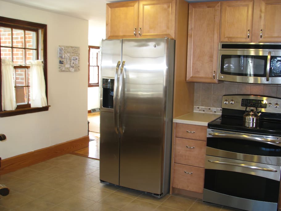Newly renovated kitchen with stainless steel appliances