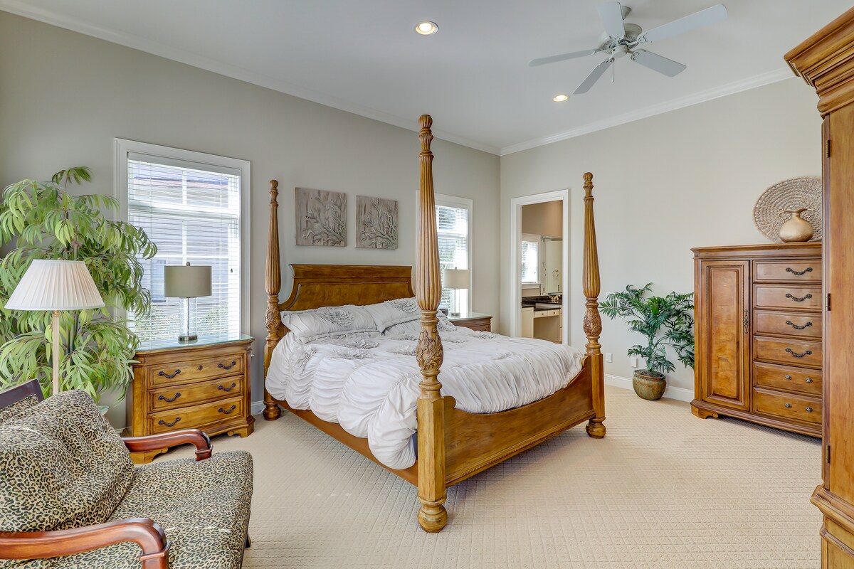 Beautiful main-level master suite with king bed and high-end furnishings.