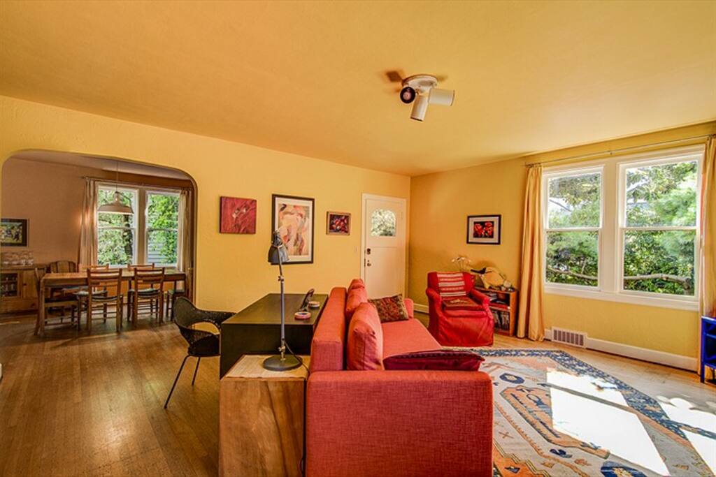 Living room with desk.