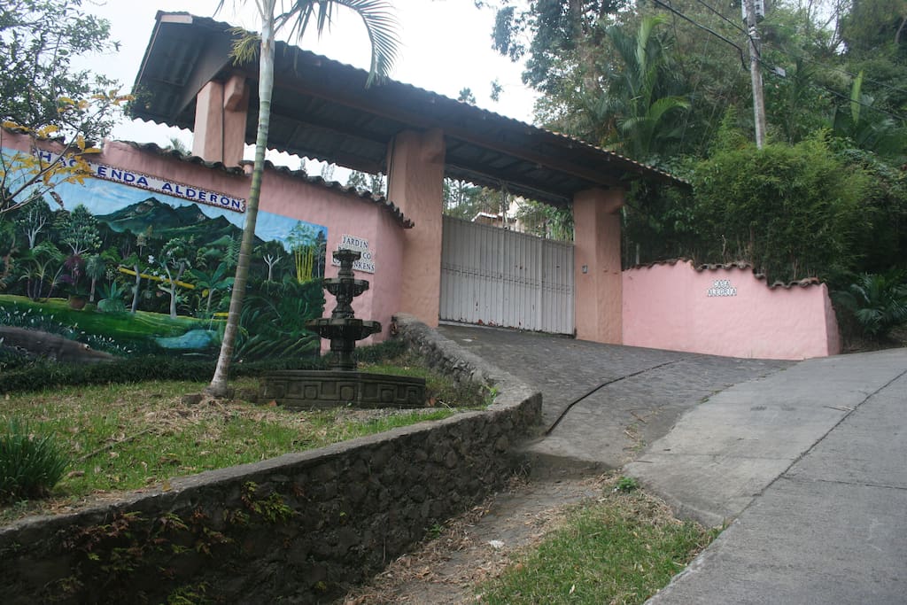 Gated entrance to the property and its gardens.