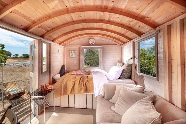 Cozy shepherd's hut on farm B&B