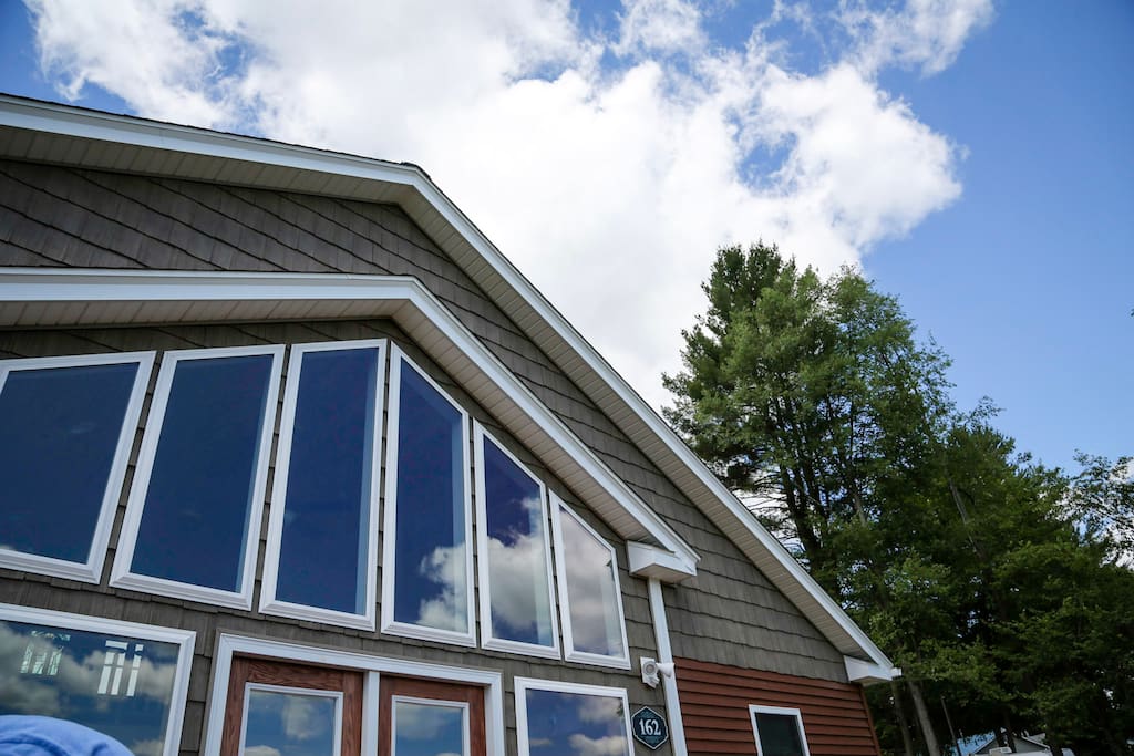 Large lake facing front windows