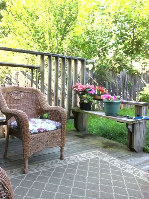 Back yard space, where you can grille and enjoy the pool.