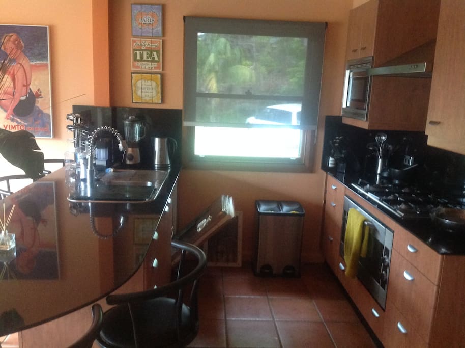 Kitchen with stainless steel appliances