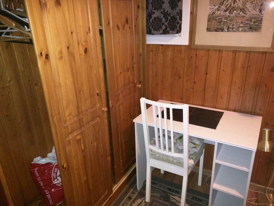 Desk in cozy room