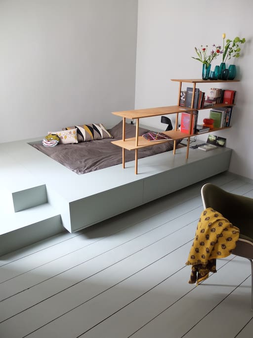 Our convertible sunken bed for 2. King size, 160cm x 200cm) Also works as a day dreamer lounge.