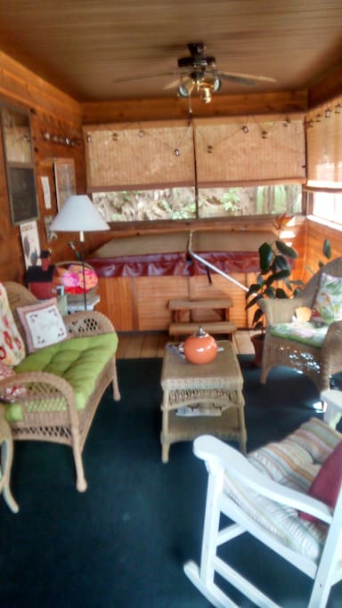 The screened porch is a great place to hang out!