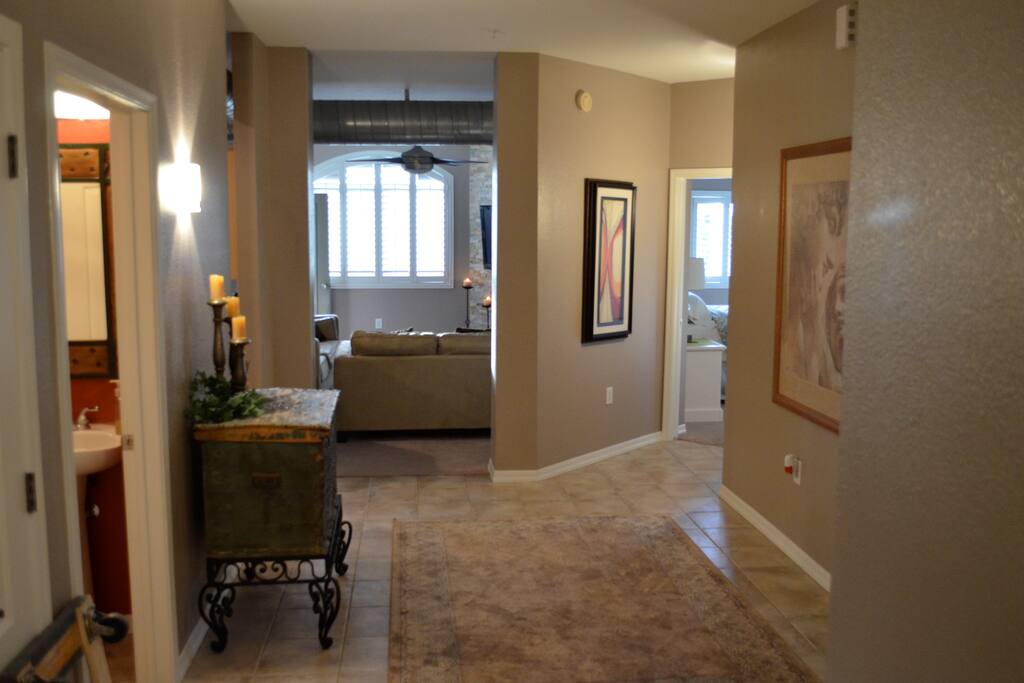 Large Front Entry with 1/2 Bath to left, Master Bed to right