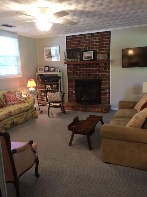 Living area with gas fire place for those cold winter nights!