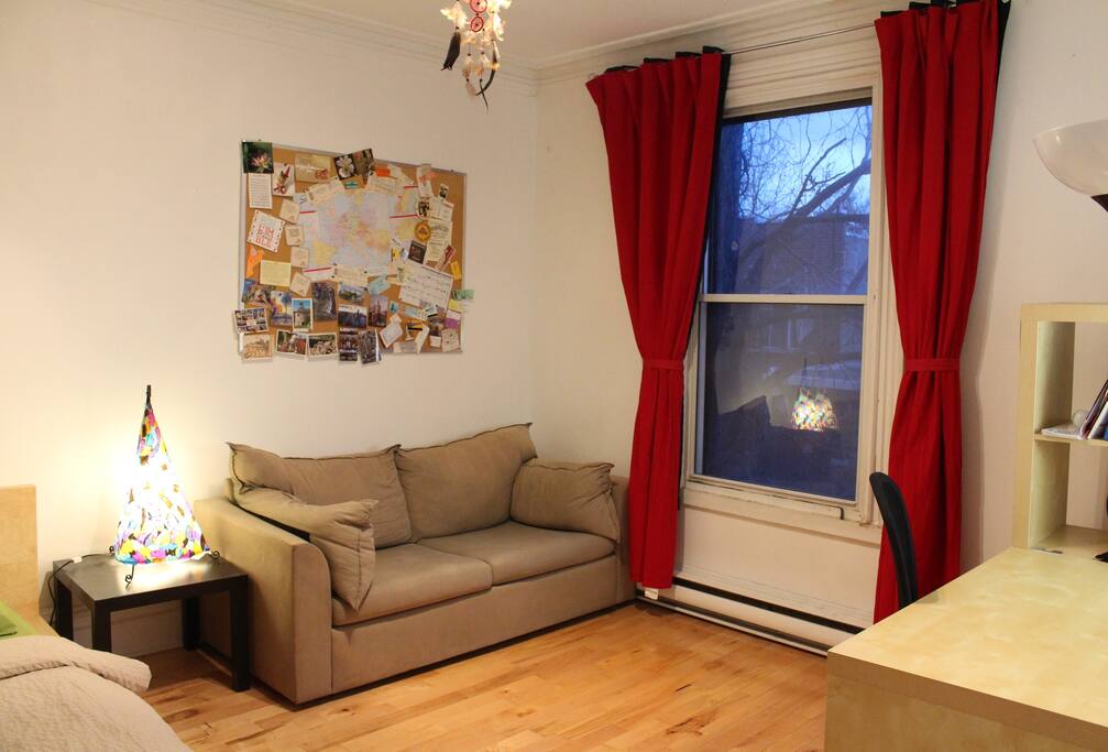 Sofabed and bright window