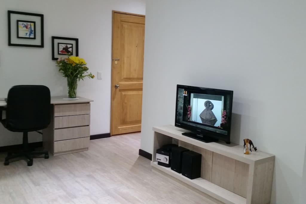 Sala con TV, Escritorio y sofá cama