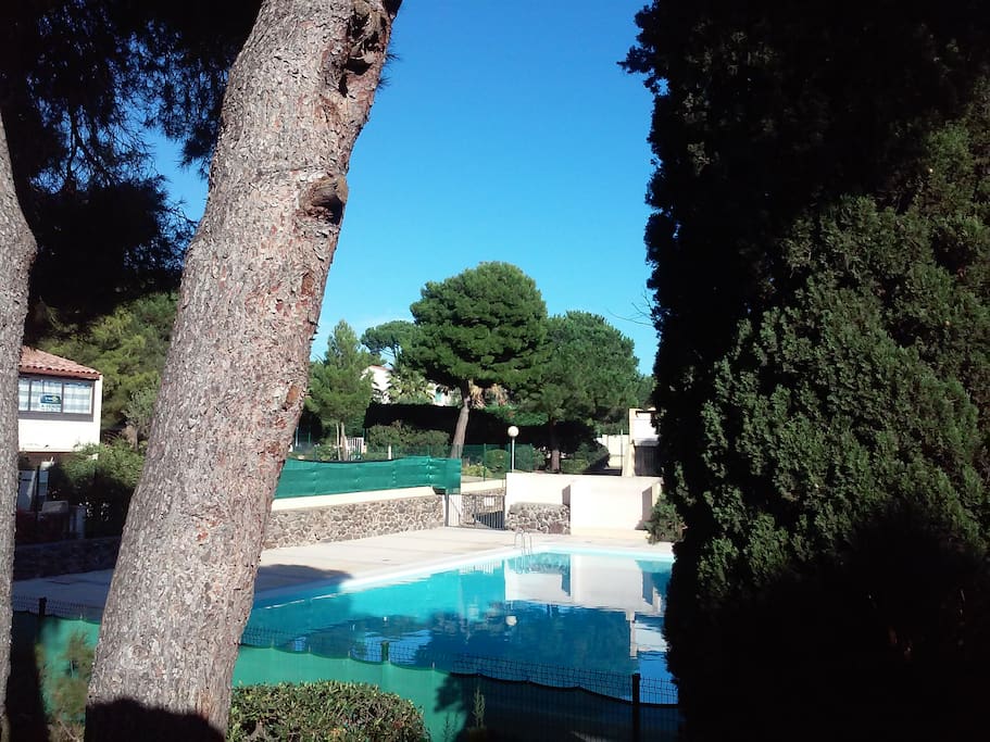 Vue de la piscine depuis l'appartement