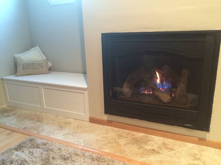 Fireplace with reading nook
