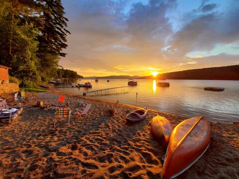 Lakefront home private beach on Schroon Lake