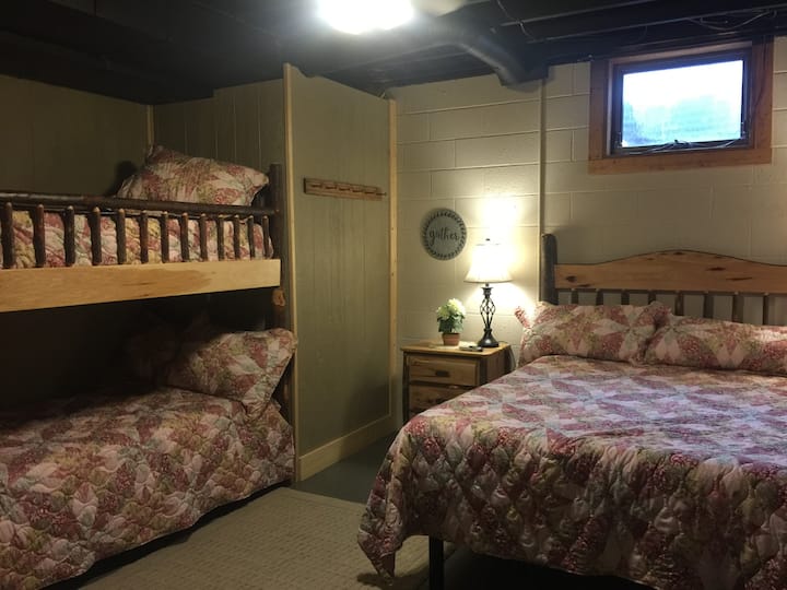 Basement Bedroom with Bunk Bed and Queen Bed