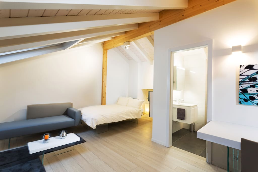 Living area and sleeping area
