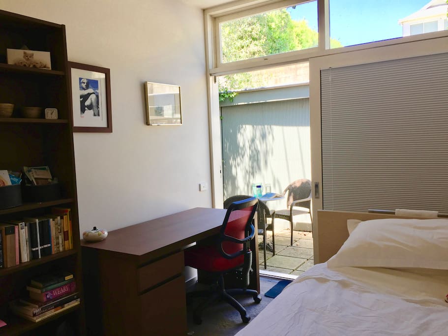 Your bedroom opening onto the back courtyard