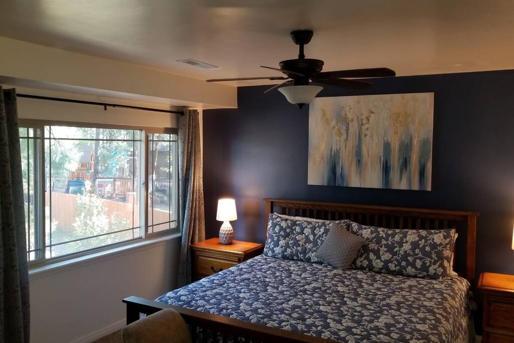Master bedroom with view of the yard.