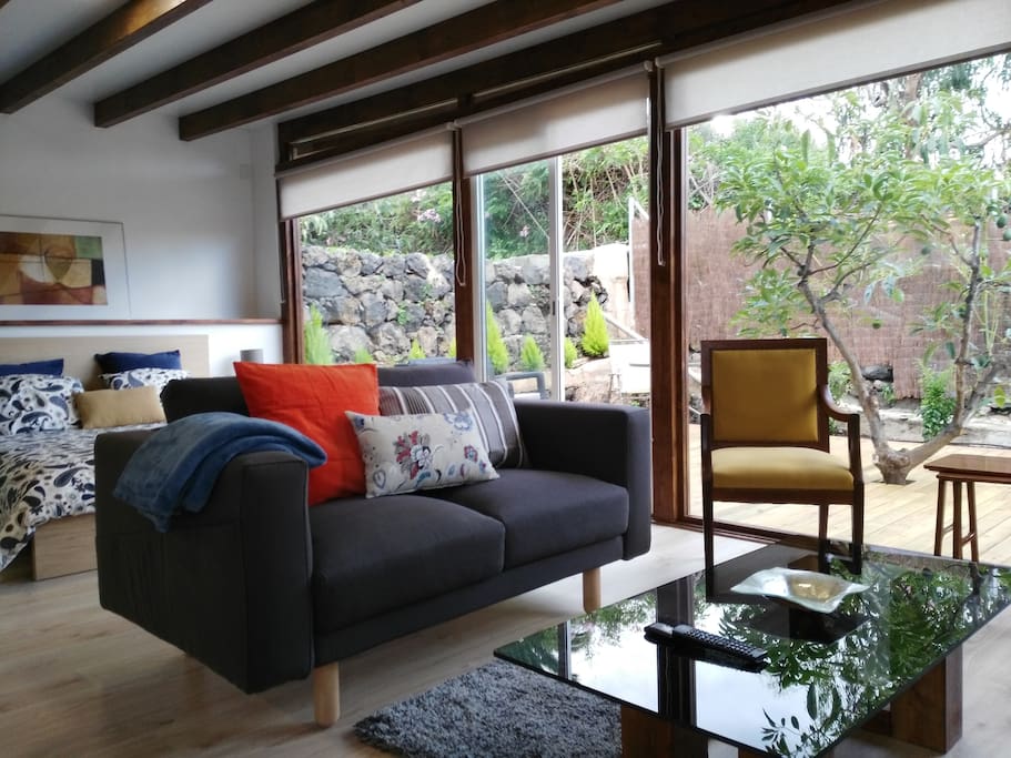 A nice living room open to the terrace