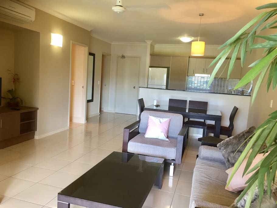 Spacious living area with private balcony