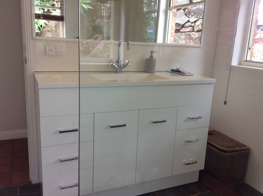 Fresh and crisp bathroom.