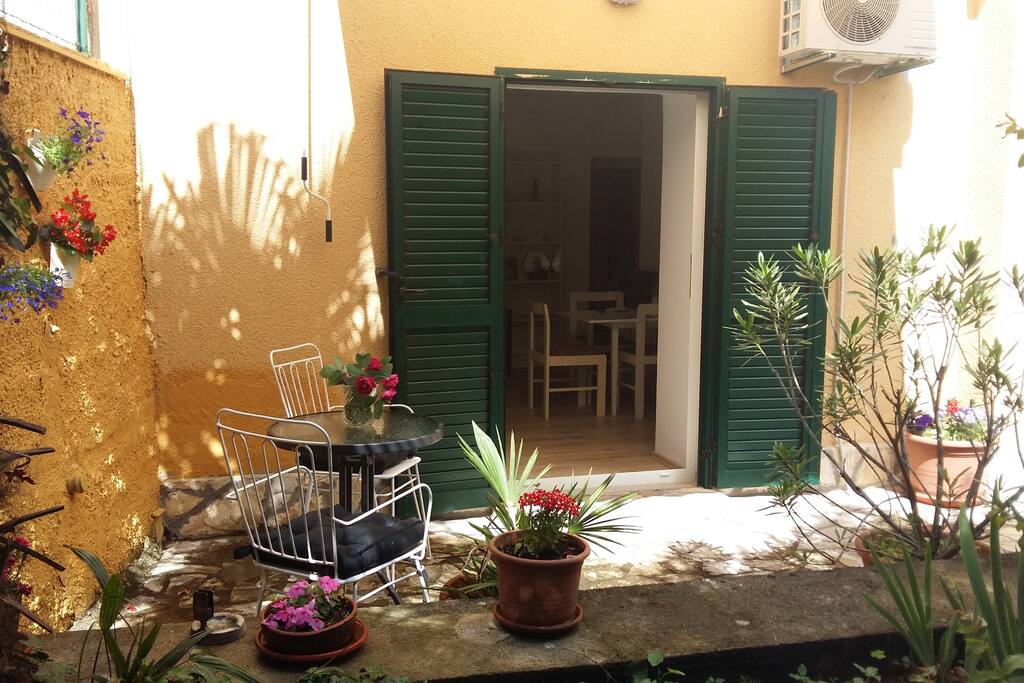 seating area in the garden