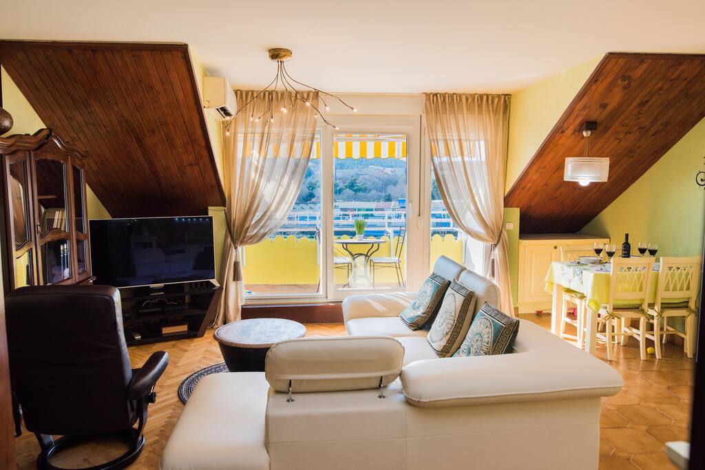 The living room with a beautiful view