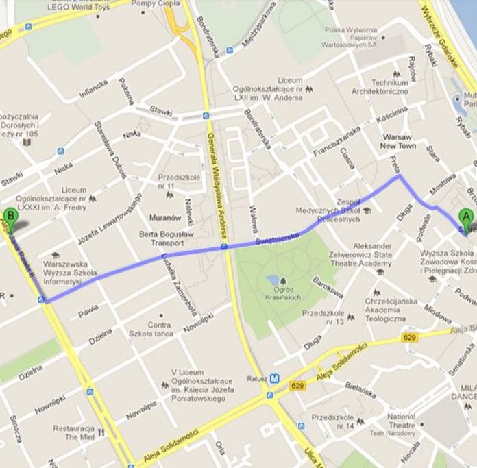 Itinerary to the old town and most touristic places